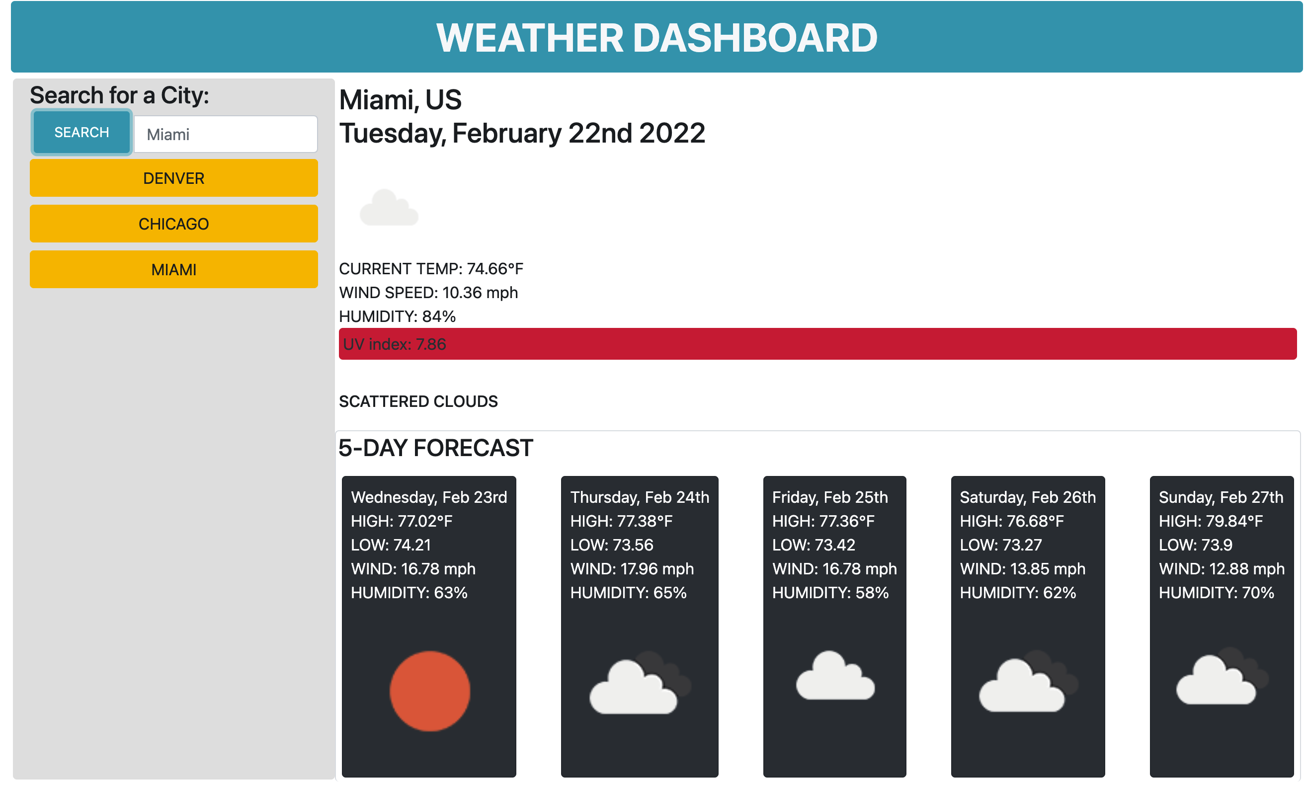 weather dashboard image